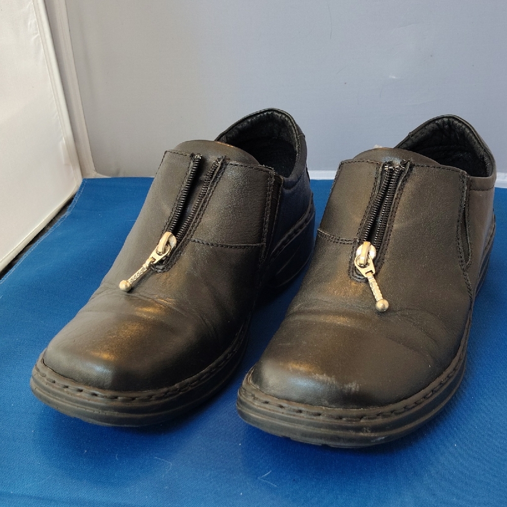 Josef Seibel Black Leather Zip Loafers